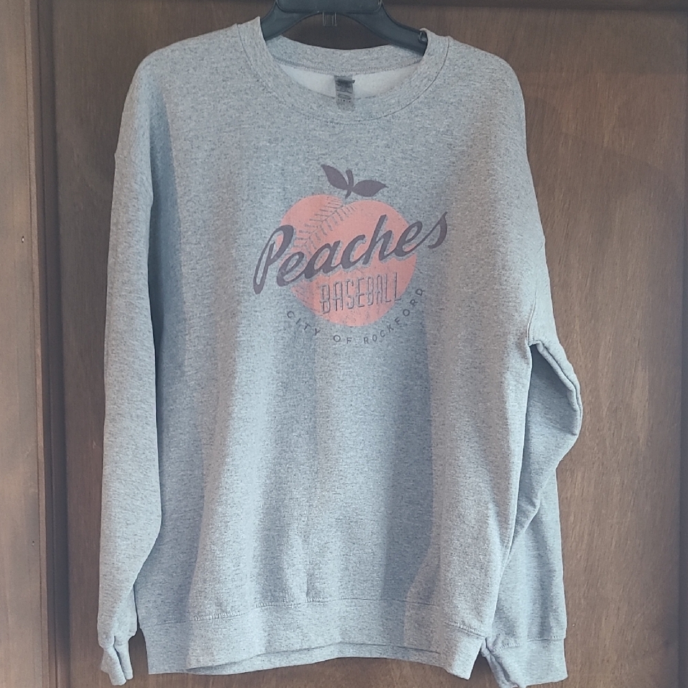 Rockford Peaches Gray Baseball Sweatshirt